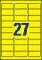 Avery afneembare neon etiketten ft 63,5 x 29,6 mm (b x h), doos van 675 stuks (25 vel van 27), neong