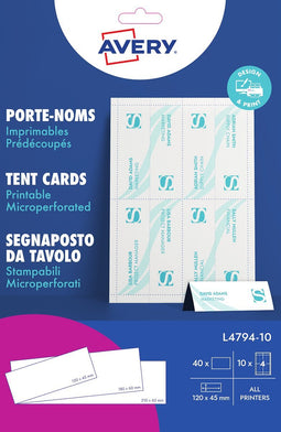 AVERY Bedrukbare naamkaarten 10 blad 40 stuks (formaat 120 x 45 mm)