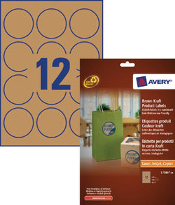 Avery - Etiket avery l7106-20 60mm bruin 240 stuks