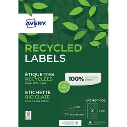 Avery - Etiket avery lr7160-100 63.5x38.1mm wit 2100 stuks