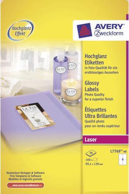 Avery Etiket Glans Zweckform 139 X 9,1 Mm Papier Wit 160 Stuks