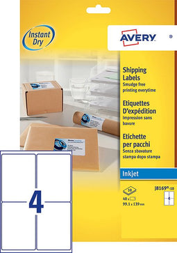 Avery - Etiket avery j8169-10 99.1x139mm wit 40 stuks