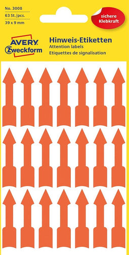 Avery etiket Zweckform 39x9mm pijl 4 vel a 21 etiketjes