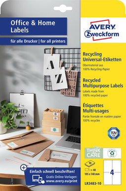 Avery Etiketten Zweckform 148 X 105 Mm Kringlooppapier 40 Stuks
