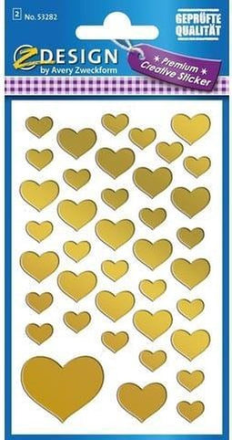 Avery folie etiket Z-design Creative gouden hartjes