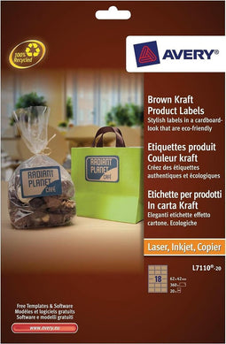 Avery L7110-20 Productetiket 62x42mm Bruin/karton - 360 etiketten