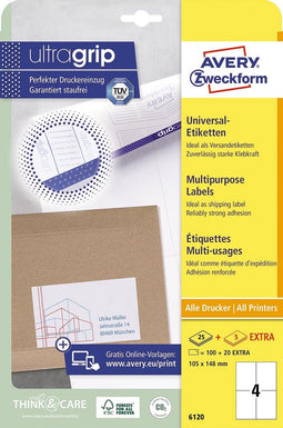 Avery Laser & Ink Jet Labels 105 x 148mm