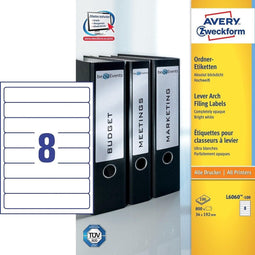Avery Ordnerrugetiketten, wit, 192,0 x 34,0 mm, permanent klevend
