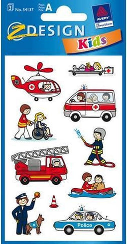 Avery papieretiket Z-design Kids pakje a 3 vel brandweer/politie