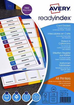 Avery - Tabbladen avery readyindex a4 4r 5dlg | 10 stuks