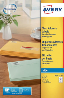 Avery transparante etiketten QuickPEEL formaat 991 x 339 mm (b x h) 400 stuks 16 etiketten per blad