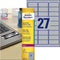 Avery ultra-sterke zilverkleurige etiketten formaat 635 x 296 mm (b x h) 540 stuks 27 per blad