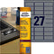 Avery ultra-sterke zilverkleurige etiketten formaat 635 x 296 mm (b x h) 540 stuks 27 per blad