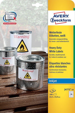 Avery weerbestendige etiketten 635 x 339 mm (b x h) 24 etiketten per blad 240 etiketten per doos