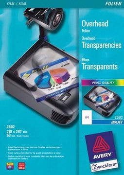 Avery-Zweckform 2502 Folie voor overheadprojectoren DIN A4 Inkjet Transparant 50 stuk(s)