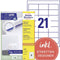 Avery-Zweckform 3670 64 x 36 mm Papier Wit 2100 stuk(s) Permanent Universele etiketten Laser 100 vel DIN A4