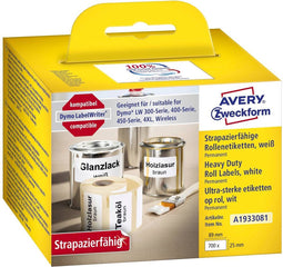 Avery-Zweckform A1933081 Etiketten (rol) 89 x 25 mm Folie Wit 1 set(s) Universele etiketten