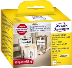 Avery-Zweckform A1933083 Etiketten (rol) 25 x 25 mm Folie Wit 1 set(s) Universele etiketten