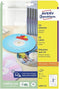 Avery-Zweckform CD-etiketten L6043-25 Ø 117 mm Papier Wit 50 stuk(s) Permanent Ondoorzichtig Inkt, Laser
