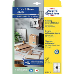 Avery Zweckform - Etiket avery lr3666-10 38x21.2 recycled wit 650st