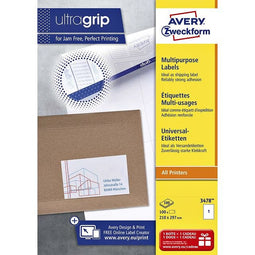Avery Zweckform - Etiket az 3478 210x297mm a4 wit 100 stuks
