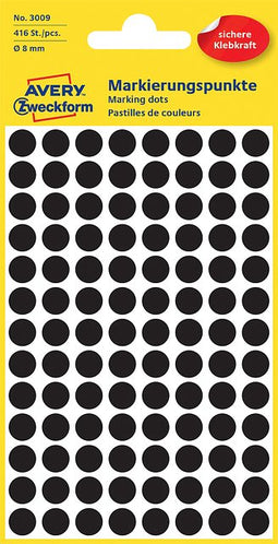 Avery Zweckform - Etiket avery zweckform 3009 rond 8mm zwart 416 stuks