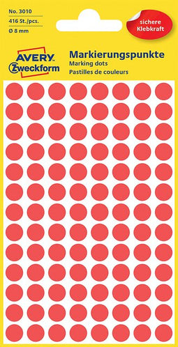 Avery Zweckform - Etiket avery zweckform 3010 rond 8mm rood 416 stuks