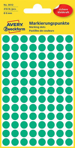 Avery Zweckform - Etiket avery zweckform 3012 rond 8mm groen 416 stuks