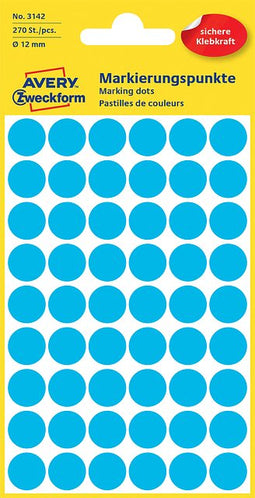Avery Zweckform - Etiket avery zweckform 3142 rond 12mm blauw 270 stuks