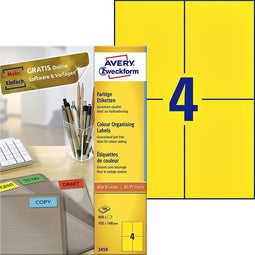 Avery Zweckform - Etiket avery zweckform 3459 105x148mm a6 geel 400 stuks
