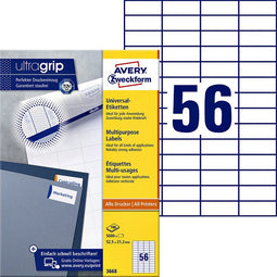 Avery Zweckform - Etiket avery zweckform 3668 52.5x21.2mm wit 5600 stuks