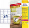 Avery-Zweckform L4773REV-8 Etiketten 63.5 x 33.9 mm Polyester folie Wit 192 stuk(s) Weer verwijderbaar Adresetiketten,