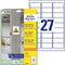 Avery-Zweckform L7874-20 ( 63.5 x 29.6 mm, Wit, 540 stuk(s), Permanent, Sterk hechtend