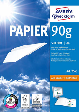 Avery-Zweckform PAPER Inkjet + Laser 2563 Printpapier DIN A4 90 g/m² 500 vellen Wit