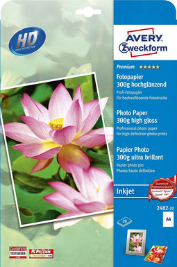Avery-Zweckform Premium Photo Paper Inkjet 2482-20 Fotopapier DIN A4 300 g/m² 20 vellen Hoogglans