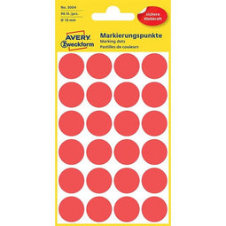 Avery Zweckform - Ronde etiketten diameter 18 mm, rood, 96 stuks