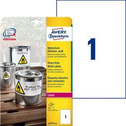 Avery-Zweckform Slijtvaste, weerbestendige folie-etiketten L4775-20 (N/A ),Wit, Rechthoek, 20 stuk(s), Permanent