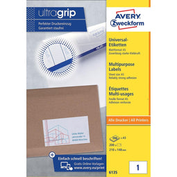 Avery Zweckform - Etiket avery 6135 210x145mm wit 200 stuks