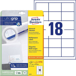 Avery-Zweckform Universele etiketten 6171 (N/A),Wit, Rechthoek, 540 stuk(s), Permanent