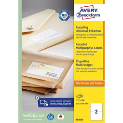 Avery Zweckform - Etiket avery lr3655 210x148mm a5 wit 200 stuks