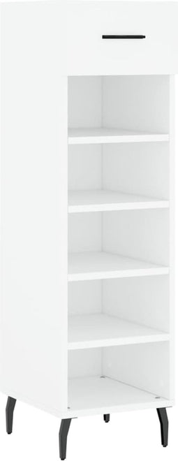 vidaXL - Schoenenkast - 30x35x105 - cm - bewerkt - hout - wit