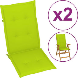 vidaXL - Tuinstoelkussens - 2 - st - hoge - rug - 120x50x3 - cm - stof - heldergroen