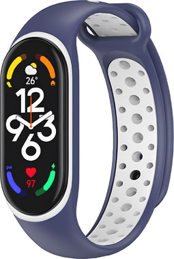 iMoshion Bandje Geschikt voor Xiaomi Mi Band 7 - iMoshion Siliconen sport band met inkliksysteem ronde drukknoop - Blauw