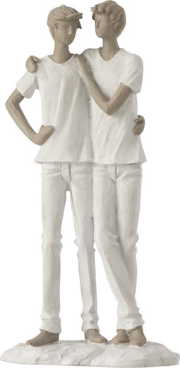 J-Line decoratie Koppel Jongens - polyresin - wit/taupe