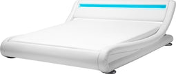 AVIGNON - Futon tweepersoonsbed - LED - Wit - 180 x 200 cm - Kunstleer