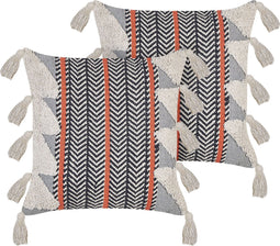 Bouvardia - Sierkussen set van 2 - Grijs - 45 x 45 cm - Katoen