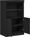 vidaXL - Dressoir - met - LED - Verlichting - Zwart - Eik - 60x37x100 - cm
