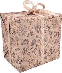 Cadeaupapier | 50cm | 200m | 70gr/m² | Botanical | bruin/zwart
