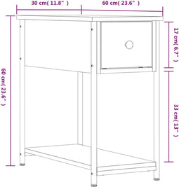 vidaXL - Nachtkastje - 30x60x60 - cm - bewerkt - hout - sonoma - eikenkleurig