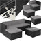 tectake® Wicker lounge - Tuinmeubelset - 5 elementen - Weerbestendig - Zwart